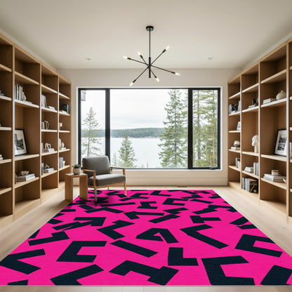 Rage Pink Geometric Fragments Rug