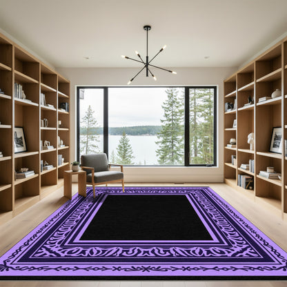 Ornate Lavender Geometric Border Rug