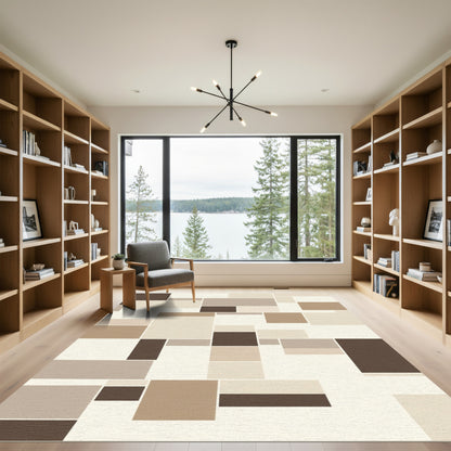 Geometric Neutrals Rectangular Blocks Rug