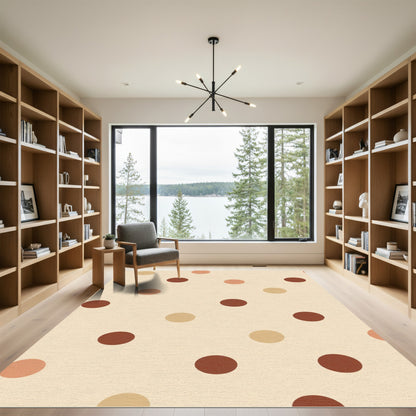 Neutral Earth Tone Polka Dot Spot Rug