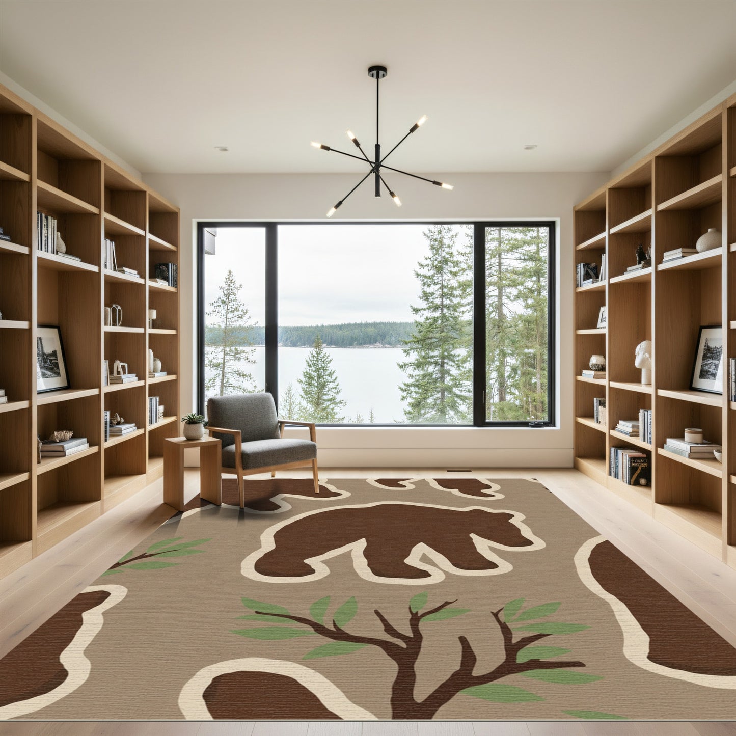 Brown Bear Forest Fauna Charm Rug