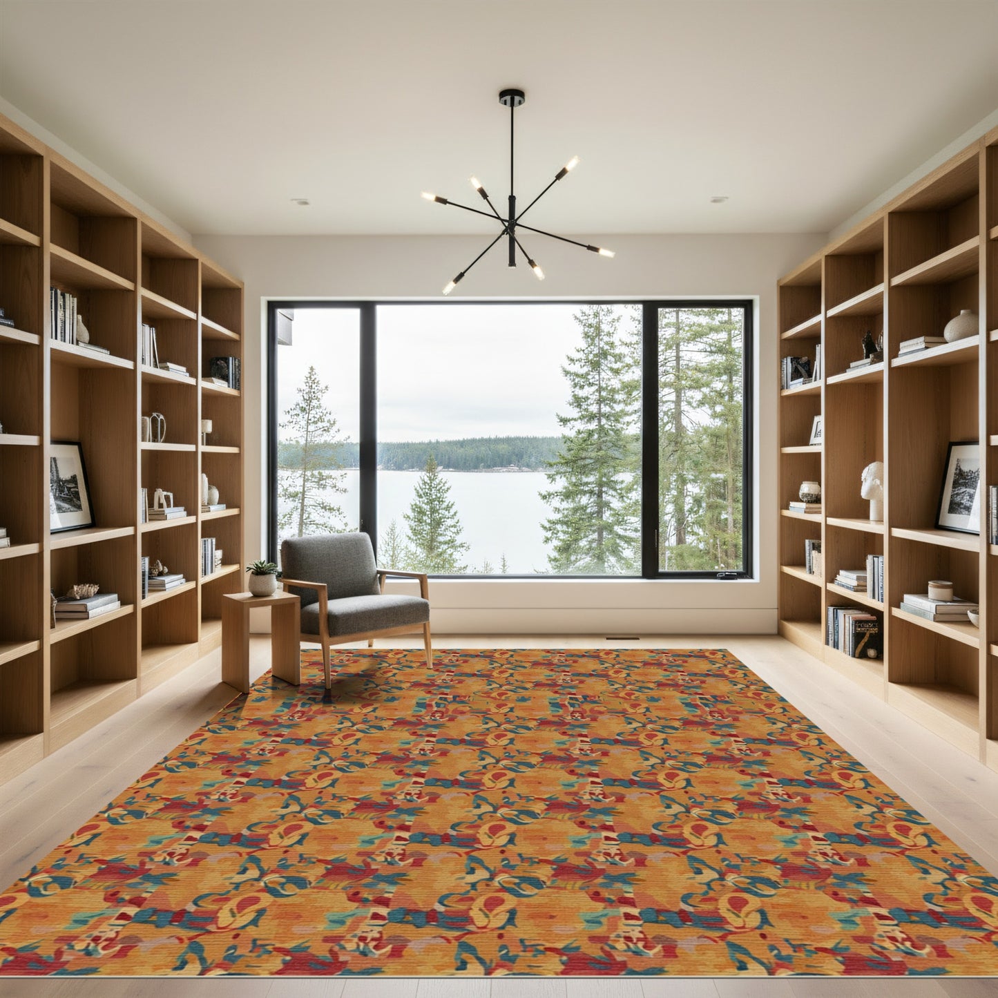 Amber Scarlet Teal Fluid Composition Rug