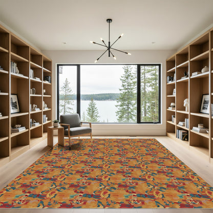Amber Scarlet Teal Fluid Composition Rug