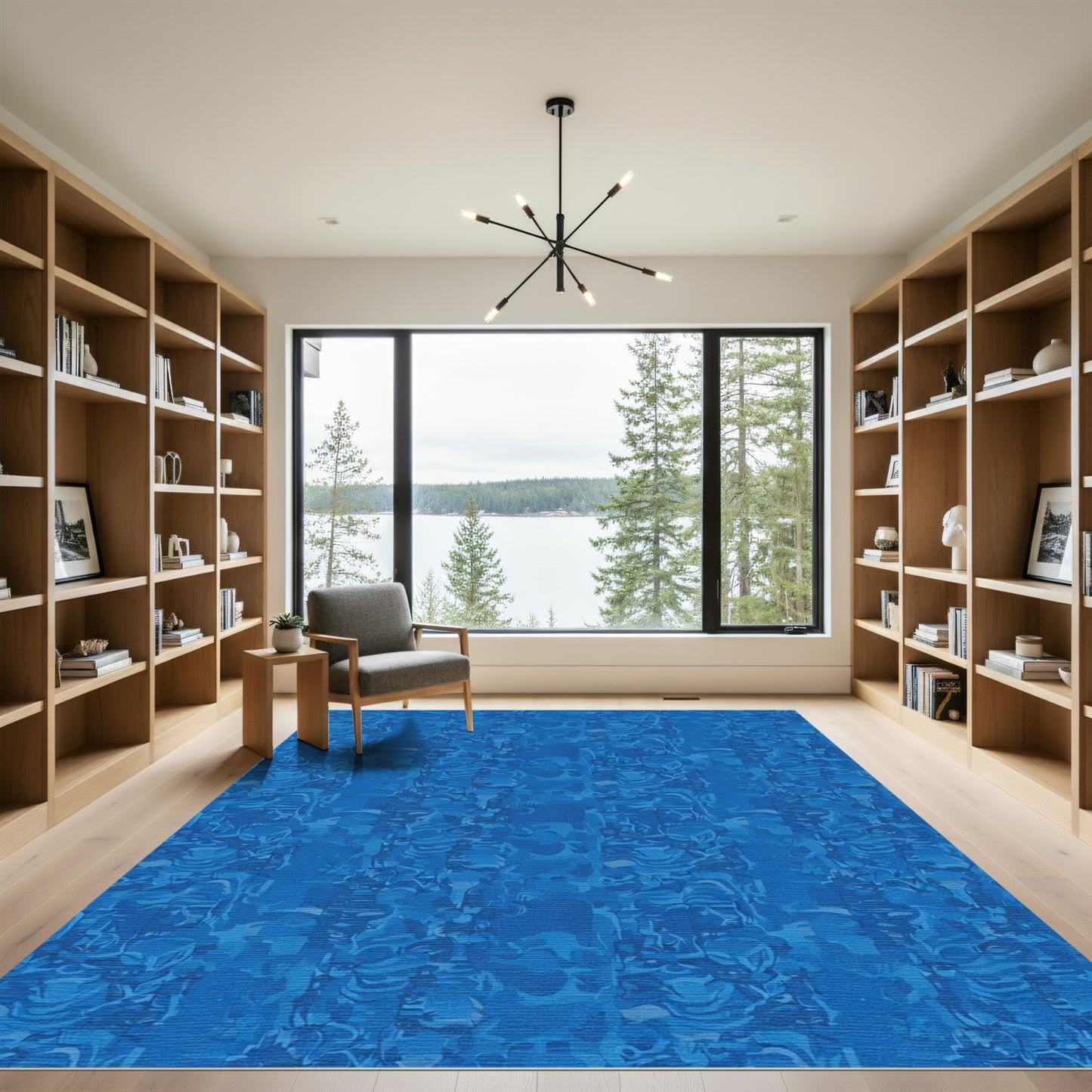 Deep Blue Abstract Vertical Flow Rug