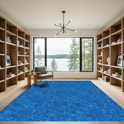 Deep Blue Abstract Vertical Flow Rug