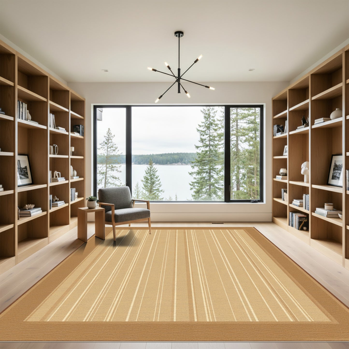 Warm Beige Vertical Stripe Rug
