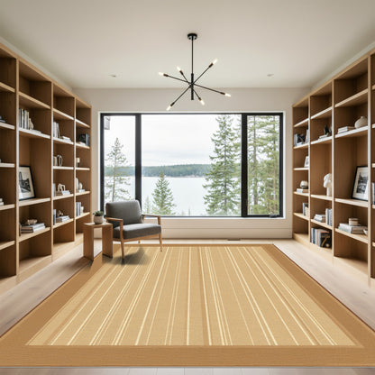 Warm Beige Vertical Stripe Rug