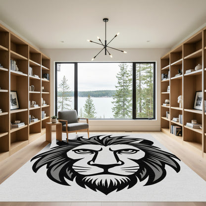 Monochromatic Fierce Lion Face Rug