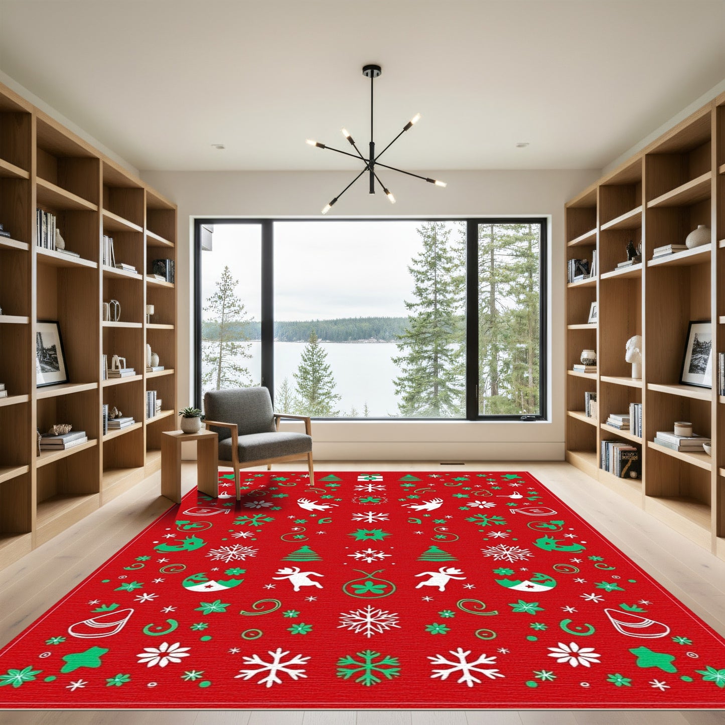 Christmas Red White Green Holiday Pattern Rug