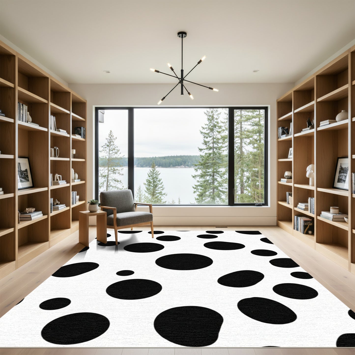 Bold Black Polka Dot Circles Rug