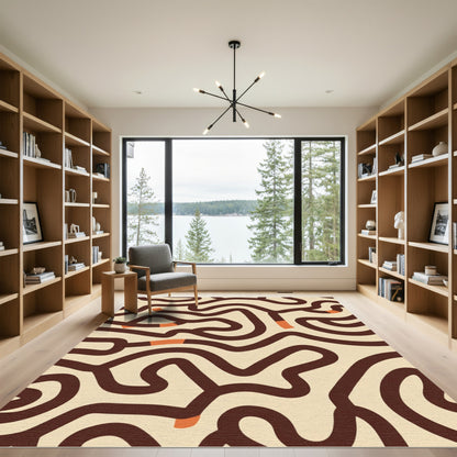 Cozy Coffee Swirl Abstract Rug