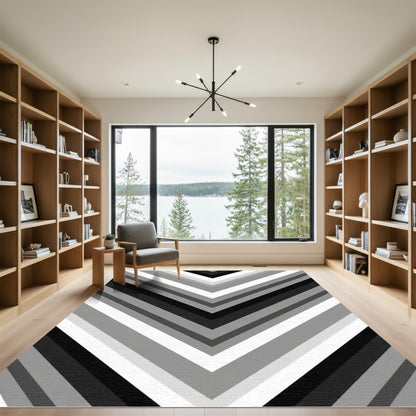 Monochromatic Chevron Lines Rug