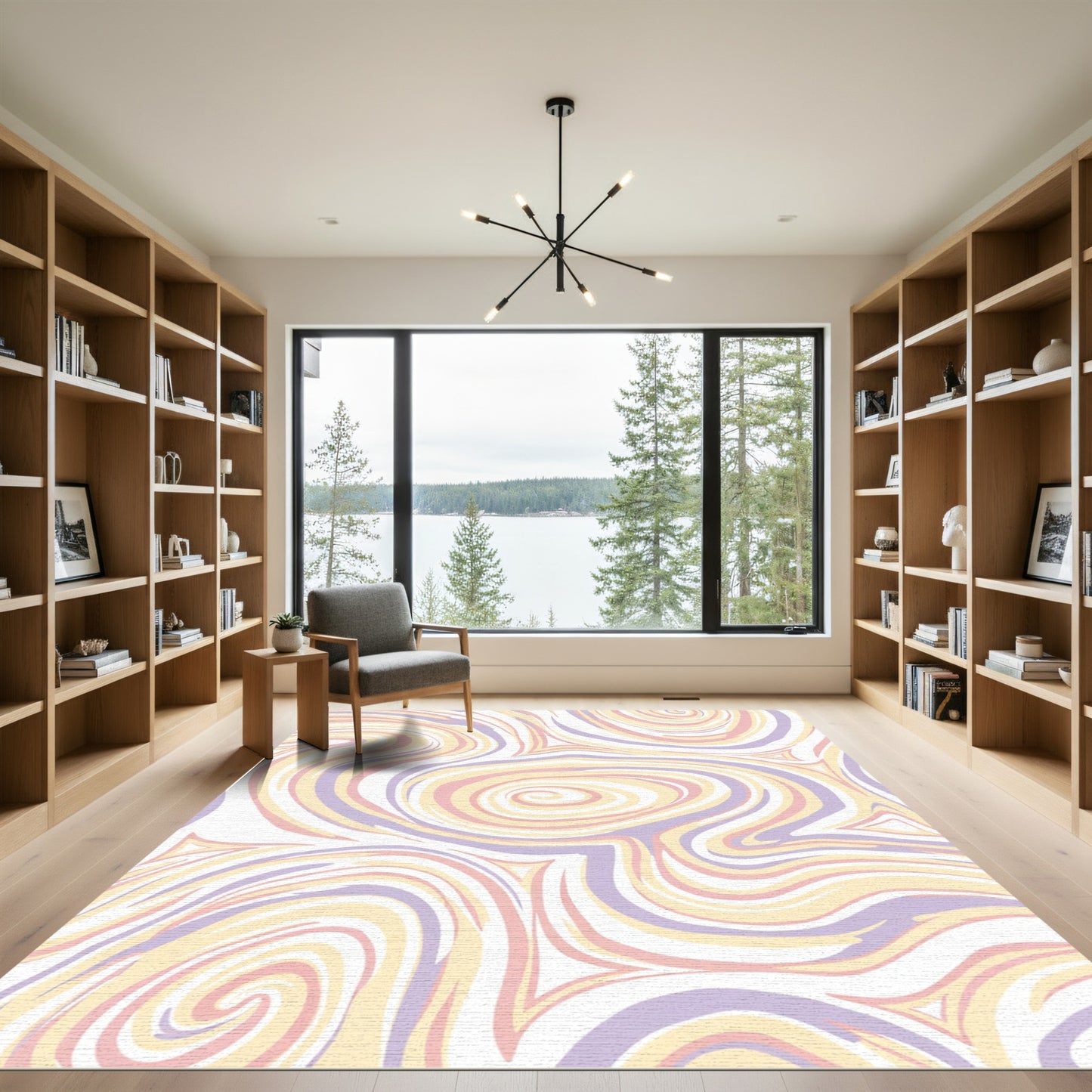 Soft Pastel Swirl Abstract Watercolor Rug