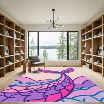 Purple Pink Mermaid Tail Waves Rug