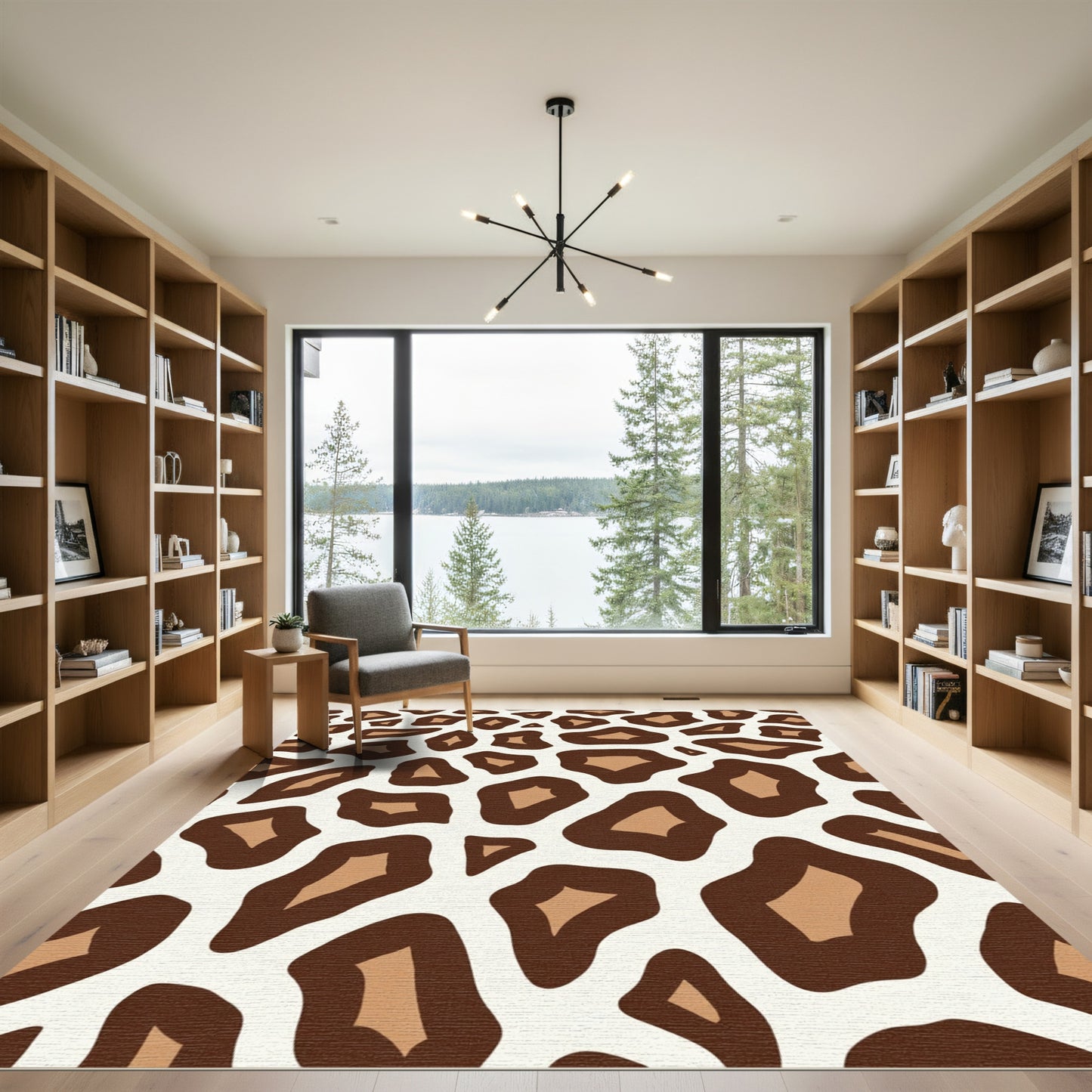 Brown Cream Abstract Spots Rug