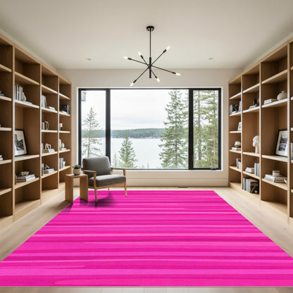 Vibrant Pink Wavy Stripe Rug