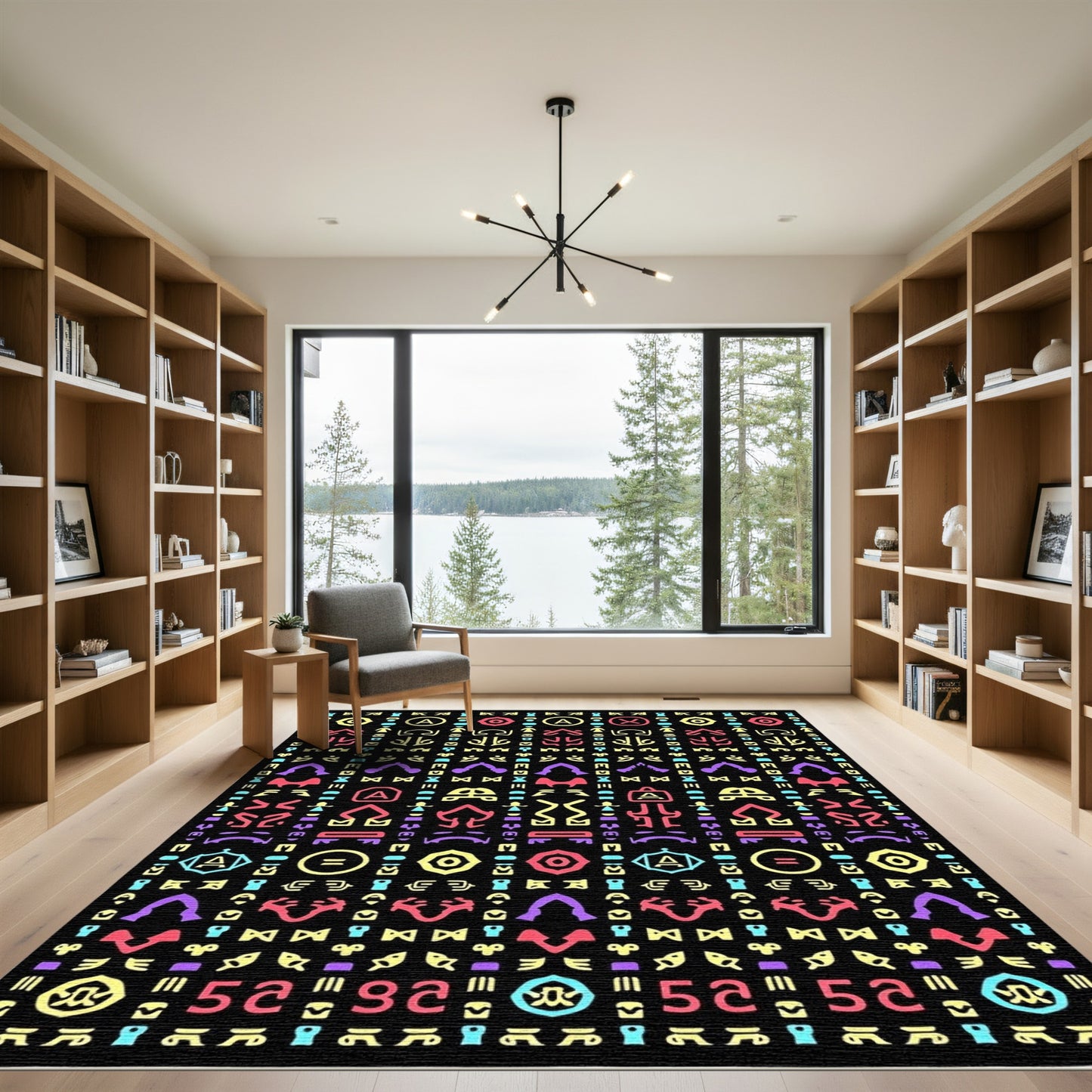 Colorful Abstract Symbols Geometric Arrangement Rug