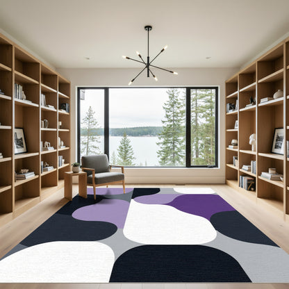 Modern Purple Gray Abstract Organic Forms Rug