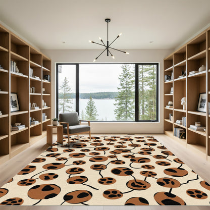 Brown and Black Abstract Organic Shapes Rug