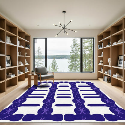 Deep Indigo Pisces Geometric Stripes Rug