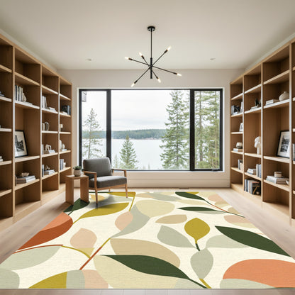 Earthy Botanical Abstract Organic Rug