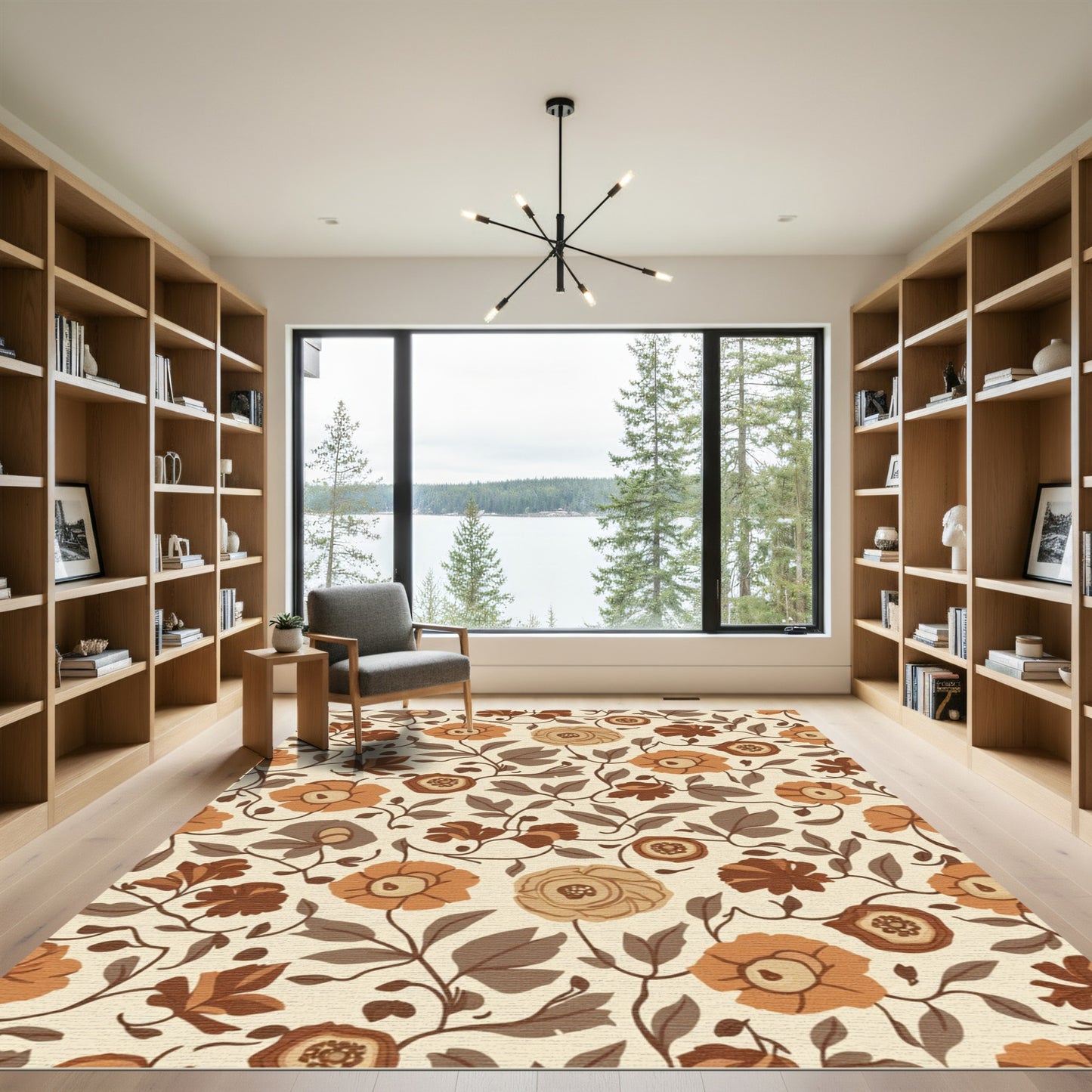 Earthy Tone Floral Vine Rug