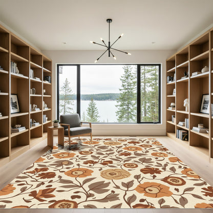 Earthy Tone Floral Vine Rug