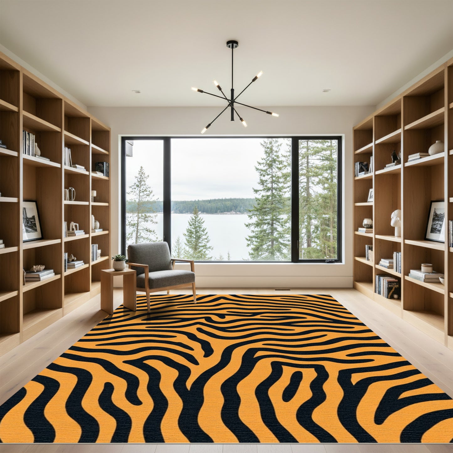 Bold Orange Black Animal Print Rug