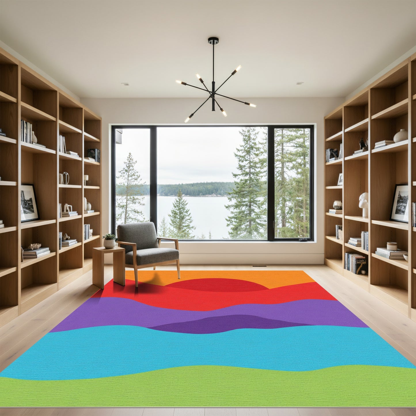Vibrant Sunset Abstract Landscape Rug