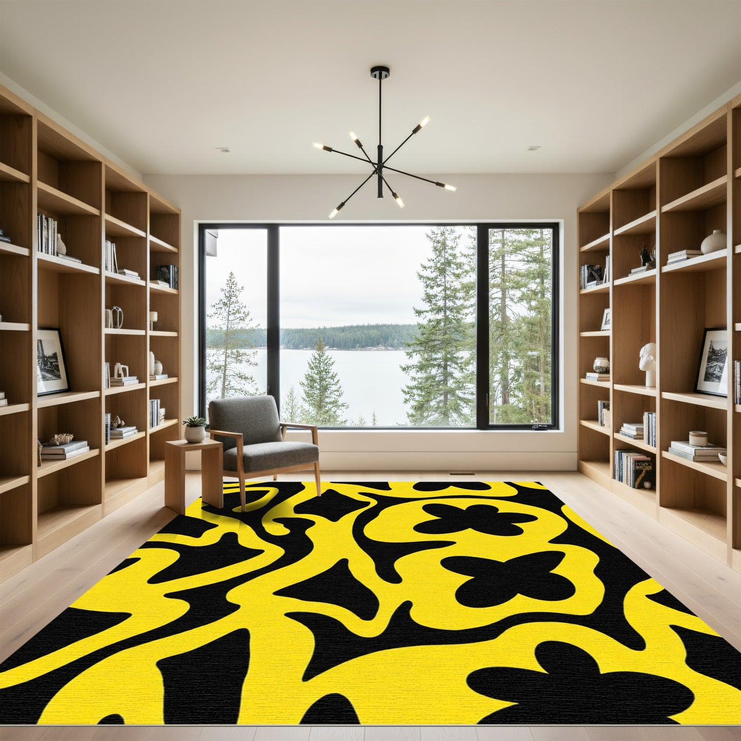 Bold Yellow Organic Abstract Rug
