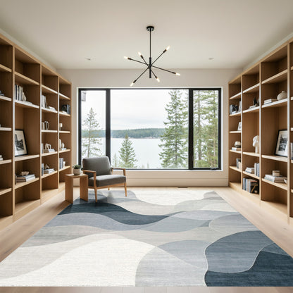 Abstract Layered Gray Waves Rug