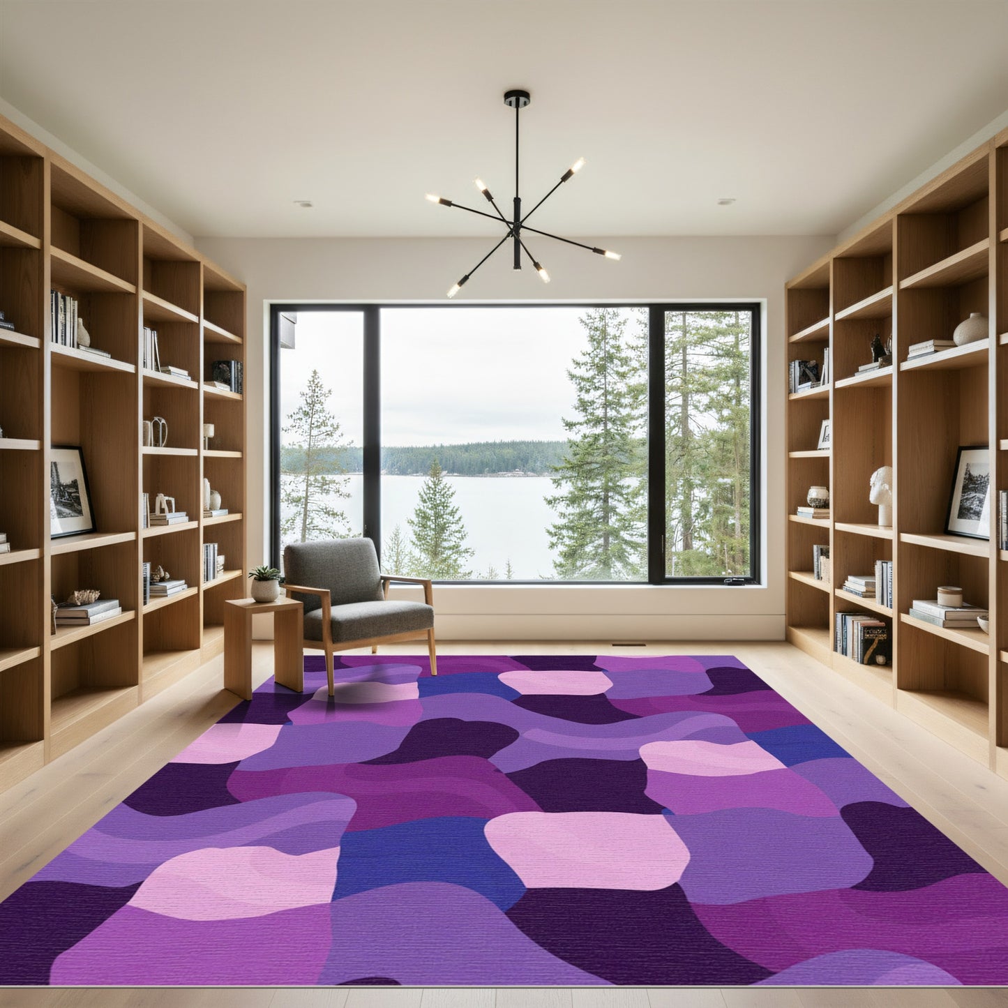 Vibrant Purple Wave Collage Rug