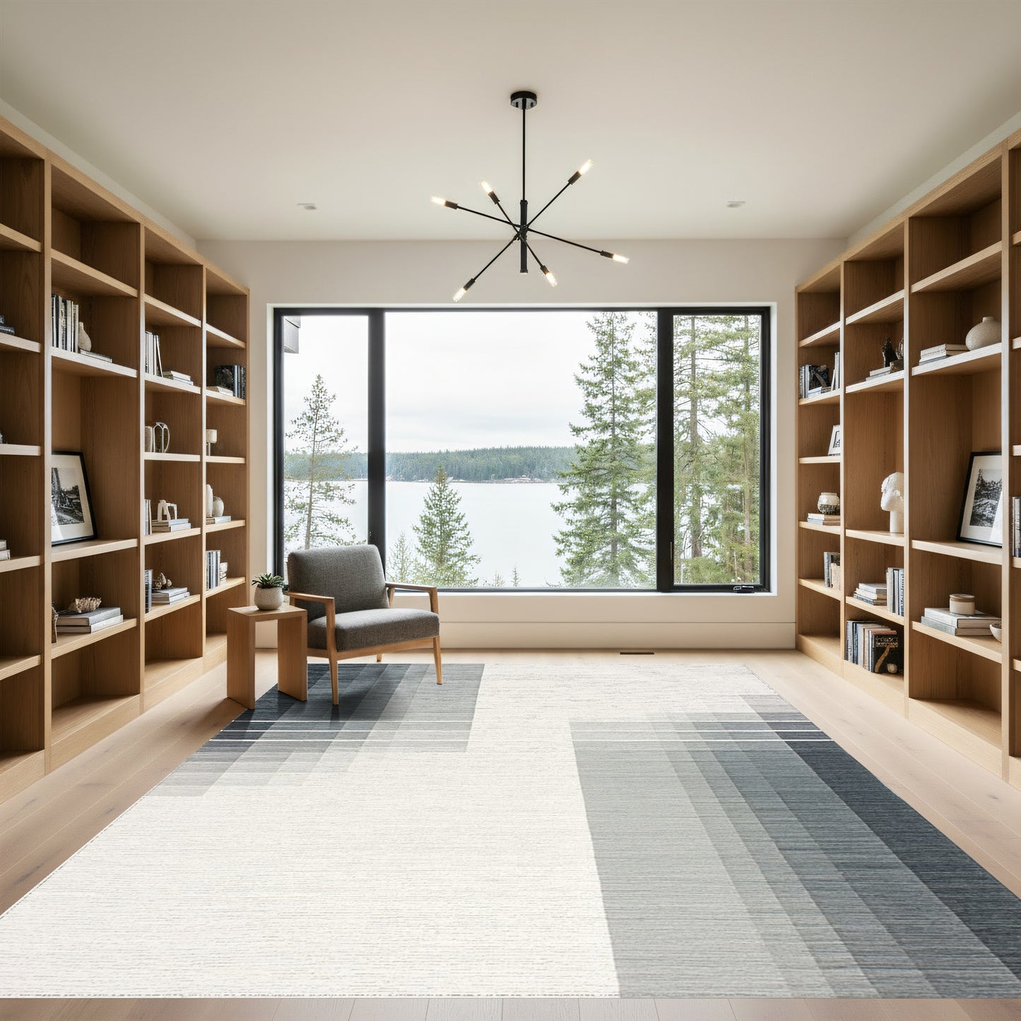 Gray Gradient Vertical Stripe Rug