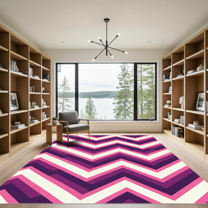 Bold Magenta Chevron Stripes Rug