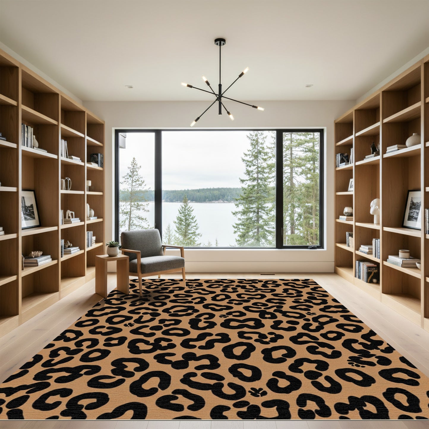 Classic Brown Black Leopard Spots Rug