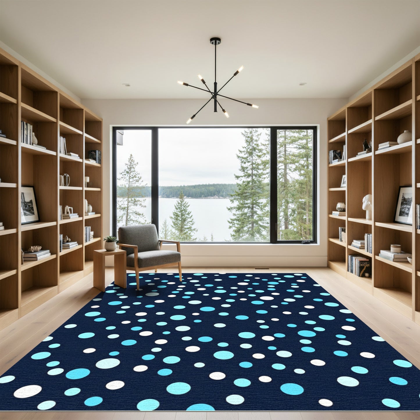 Navy Blue Scattered Dot Rug