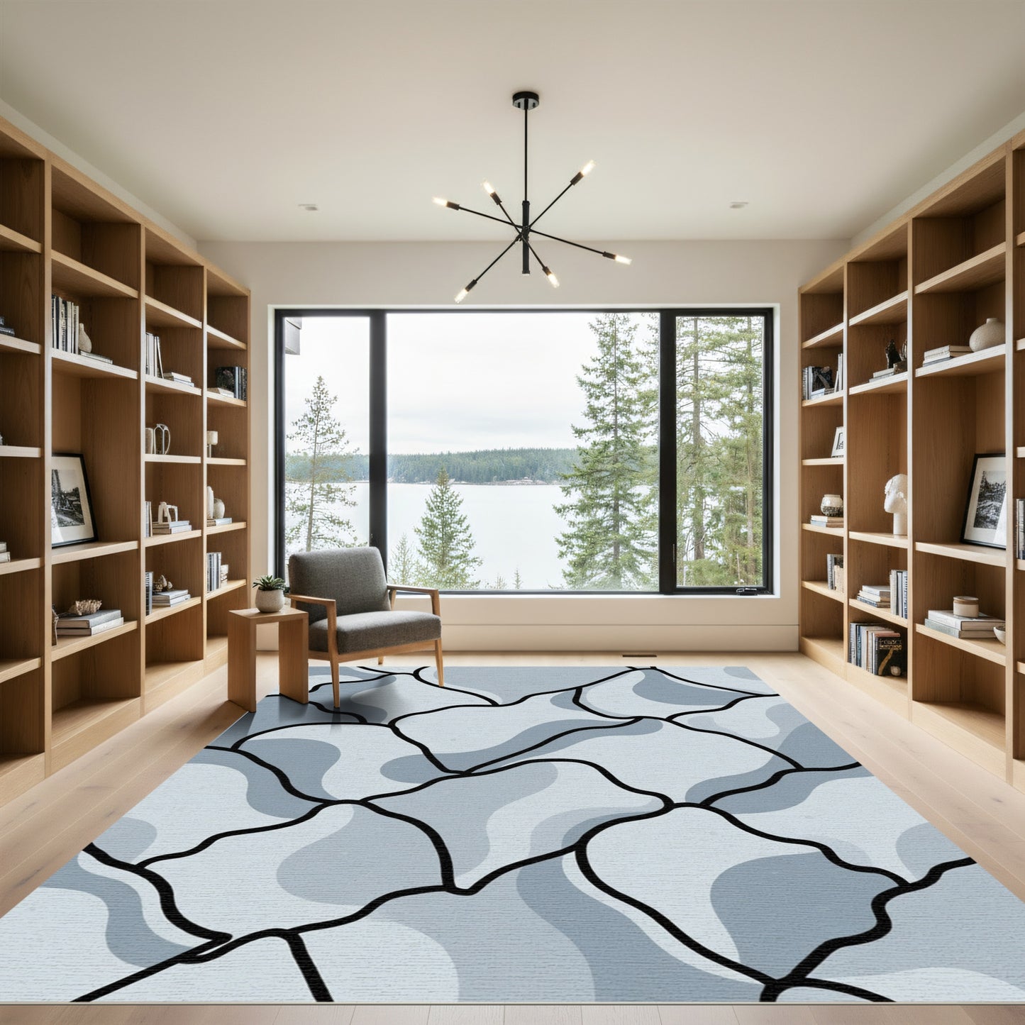 Light Gray Organic Abstract Segmentation Rug