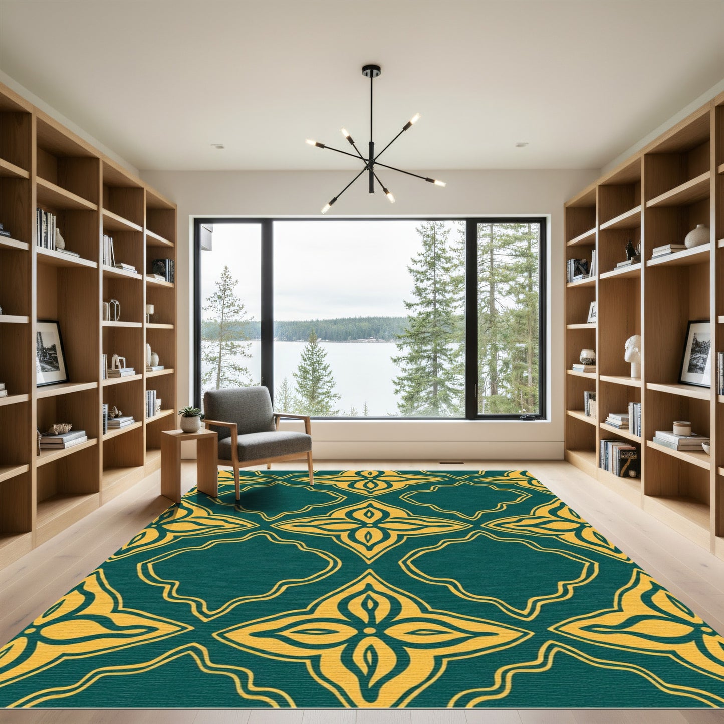 Teal And Gold Fleur De Lis Rug