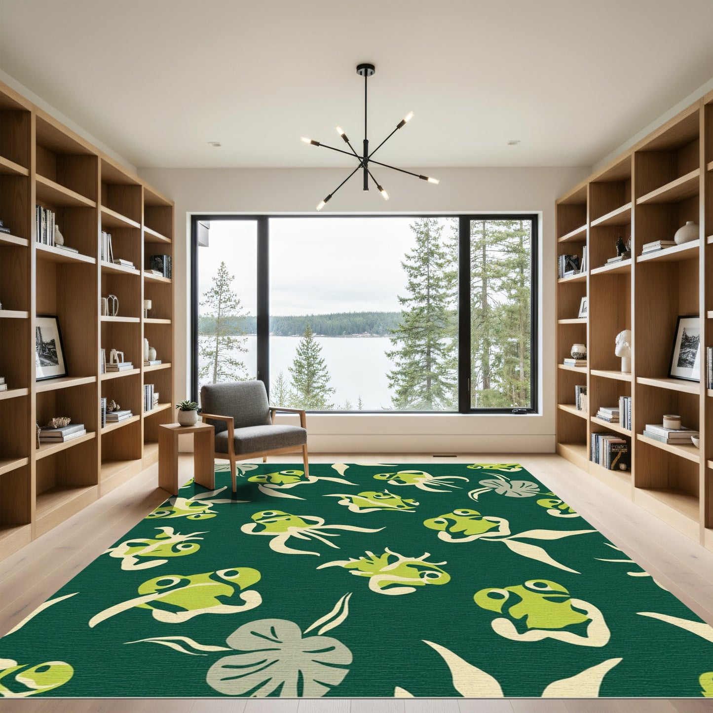 Green Ivory Frog Pond Art Rug