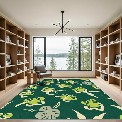Green Ivory Frog Pond Art Rug