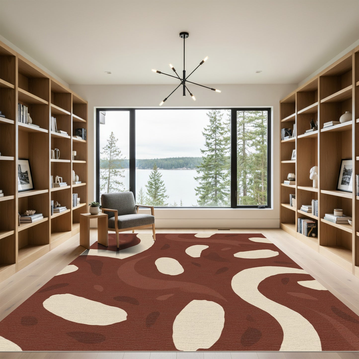 Modern Terracotta Organic Shapes Rug