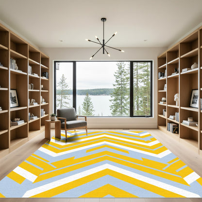 Golden Yellow White Bold Chevron Rug