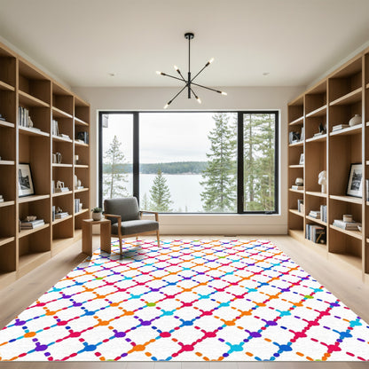 Colorful Dot Grid Overlay Rug