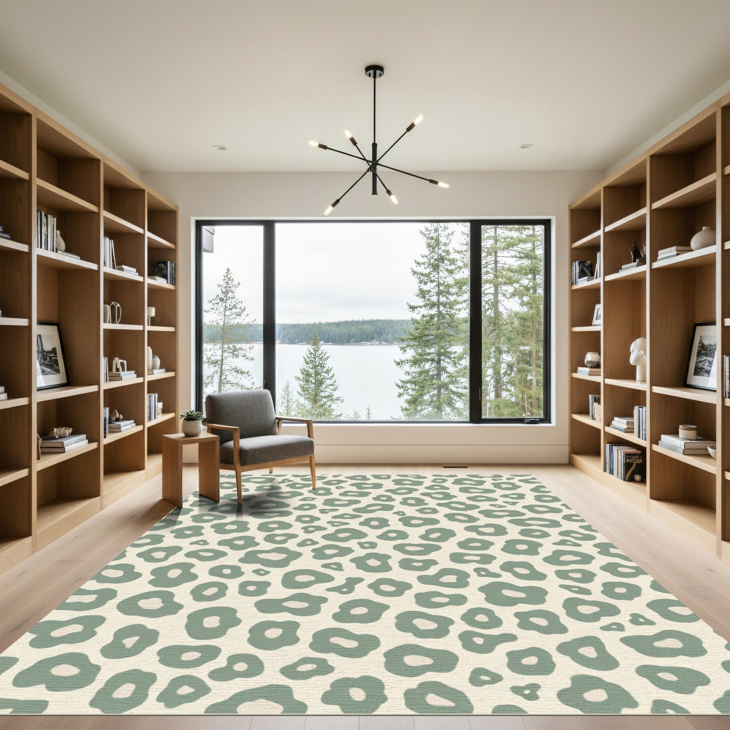 Sage Leopard Spots Abstract Rug