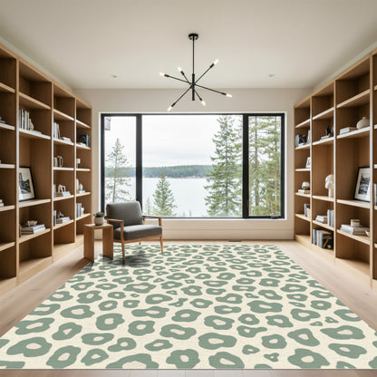 Sage Leopard Spots Abstract Rug