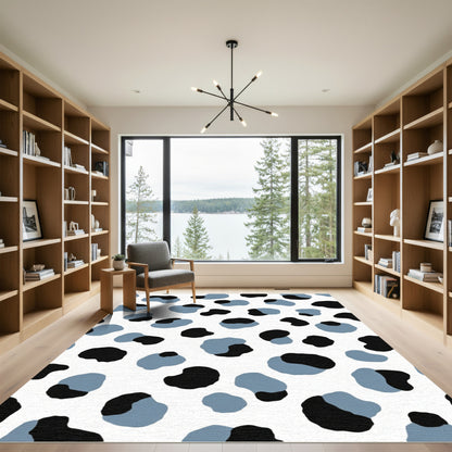 Blue Black Spotted Abstract Composition Rug