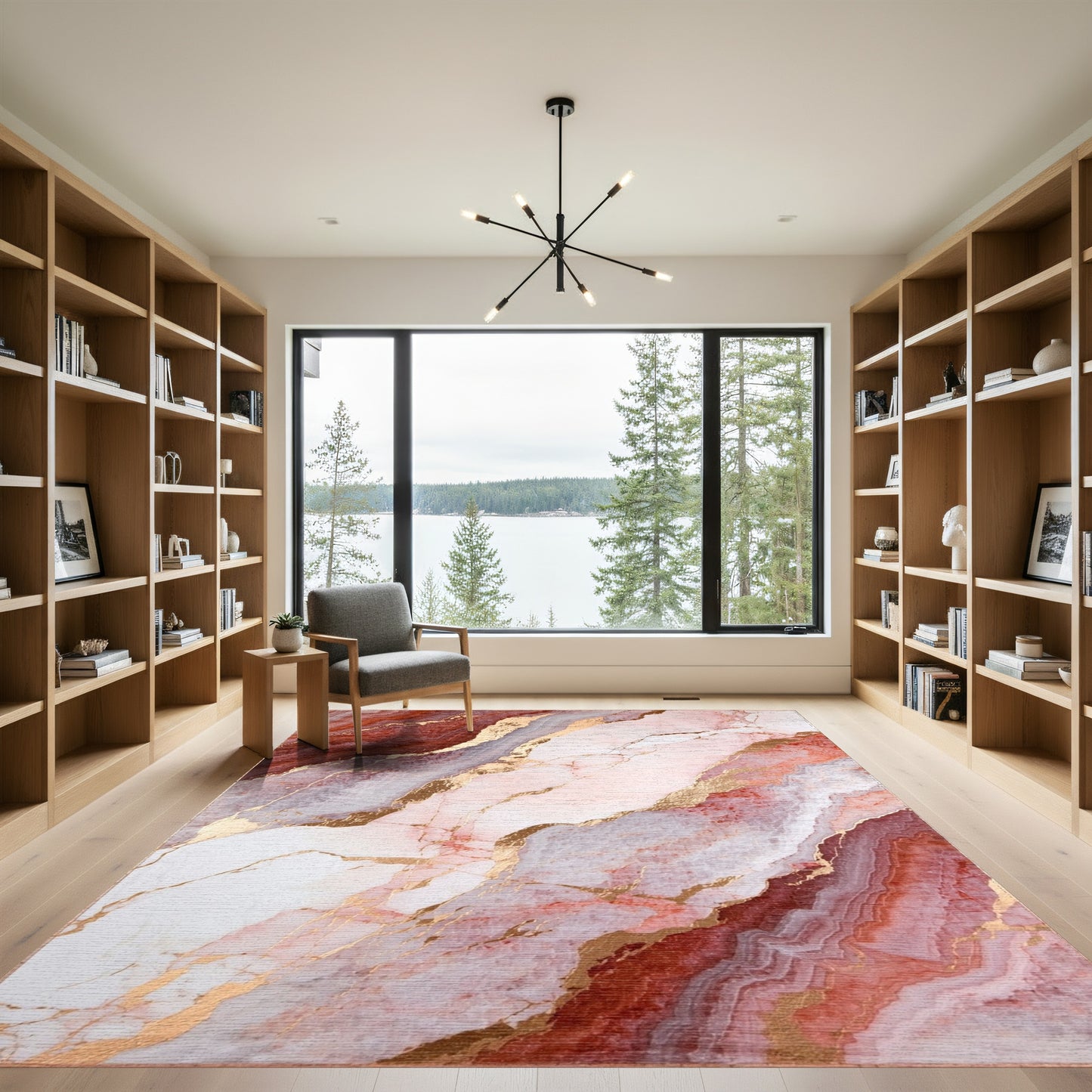 Rose Gold Veined Marble Rug