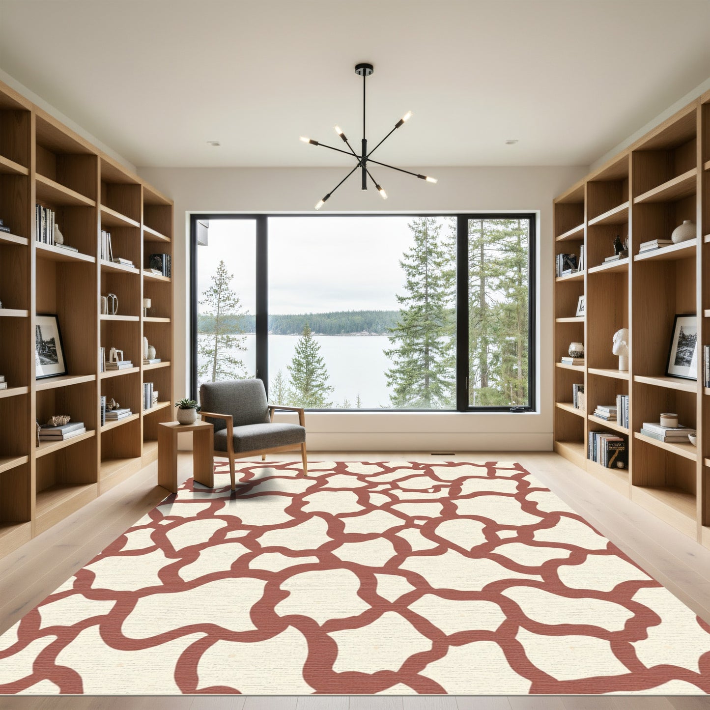 Terracotta Cracked Earth Abstract Shapes Rug