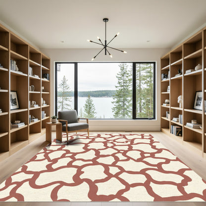 Terracotta Cracked Earth Abstract Shapes Rug