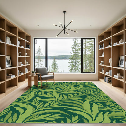 Forest Green Lush Leafy Vines Rug